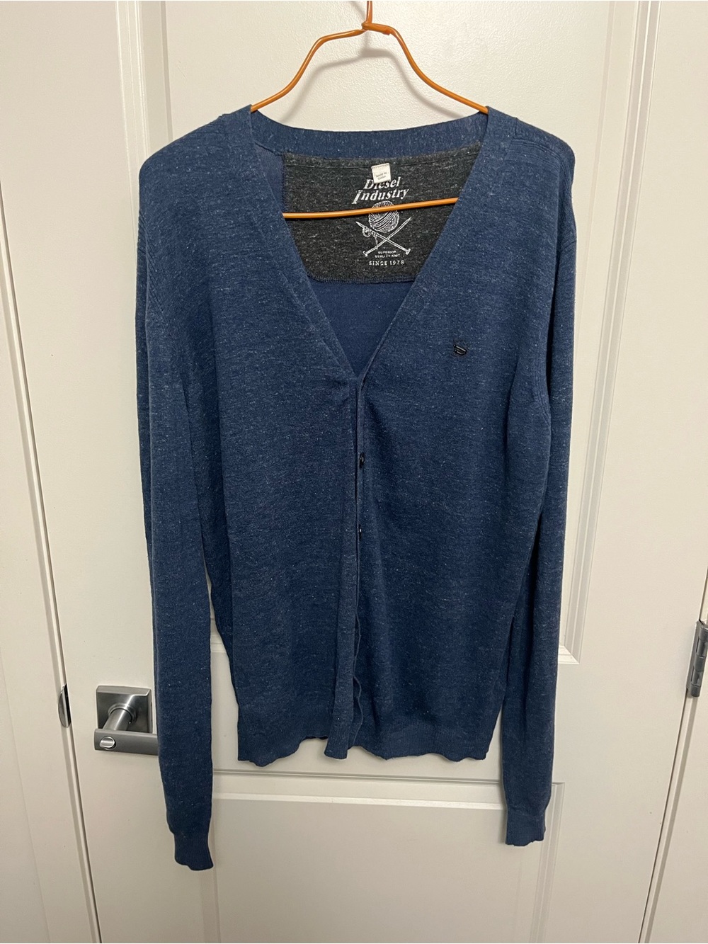 Diesel Men's Navy Blue Cardigan in size L